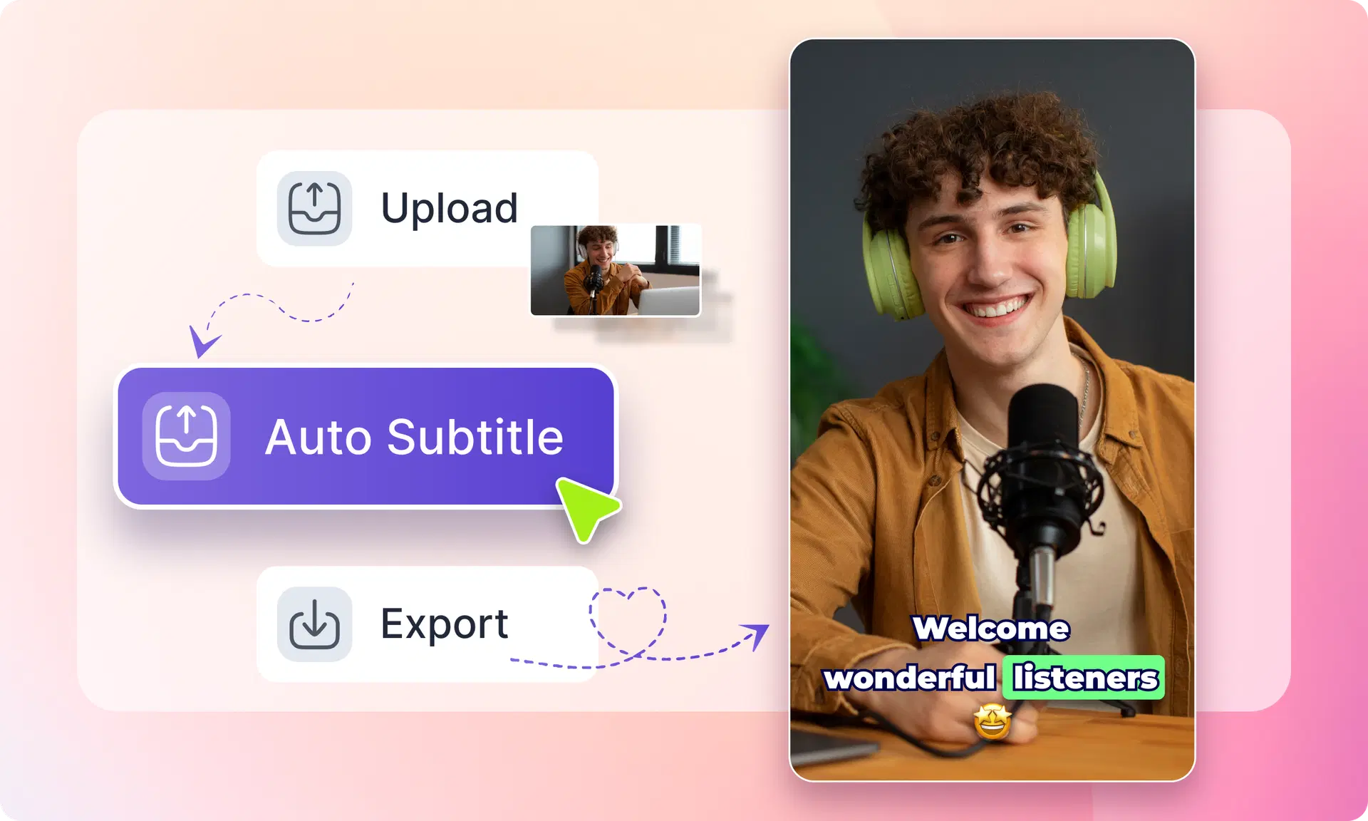 VFX AI workflow for adding subtitles automatically — upload, auto subtitle, and export
