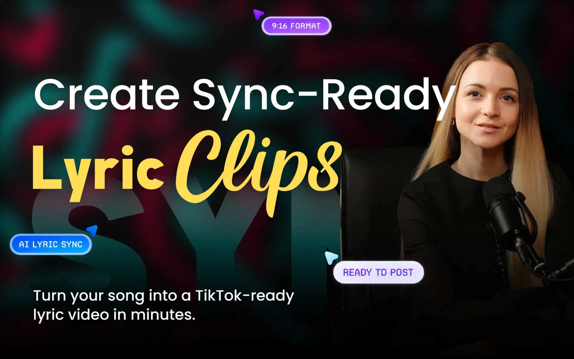 Create sync-ready lyric clips for TikTok with AI lyric sync in vertical 9:16 format