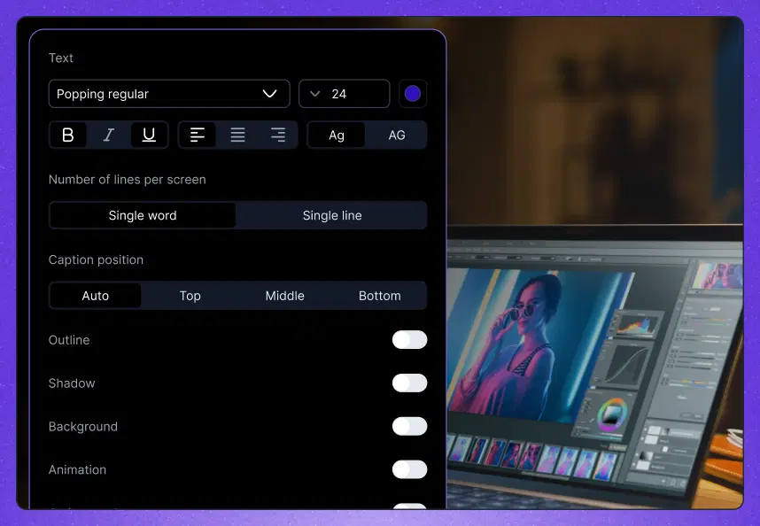 Caption & text presets