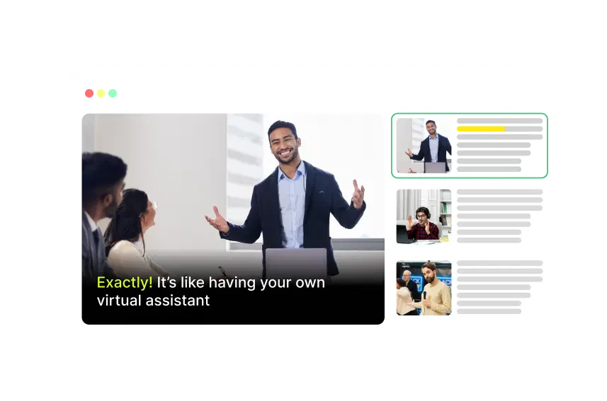Screens showing AI-generated captions for webinar presentations
