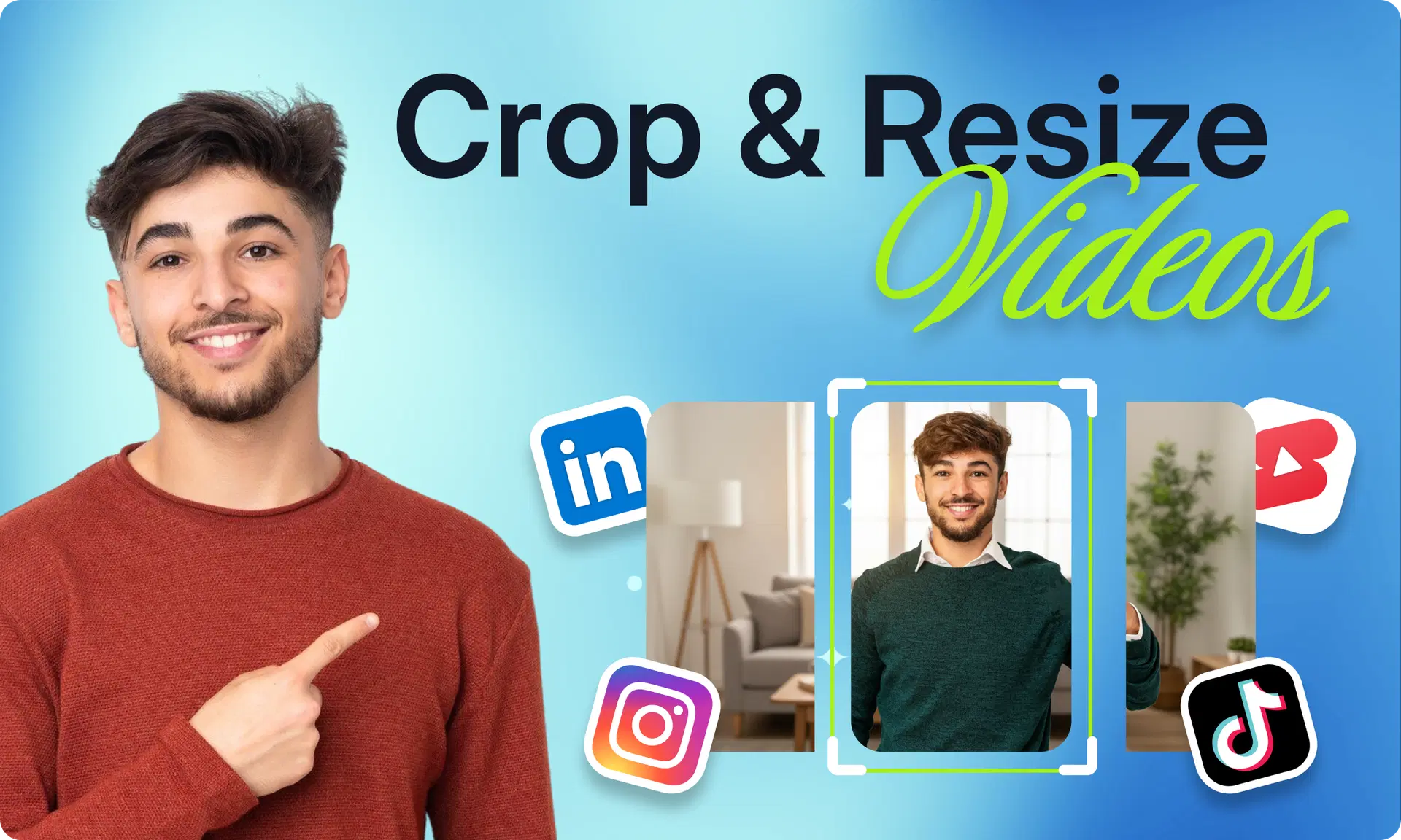 VFX AI video resizing workflow — upload, choose platform, auto-crop, and export