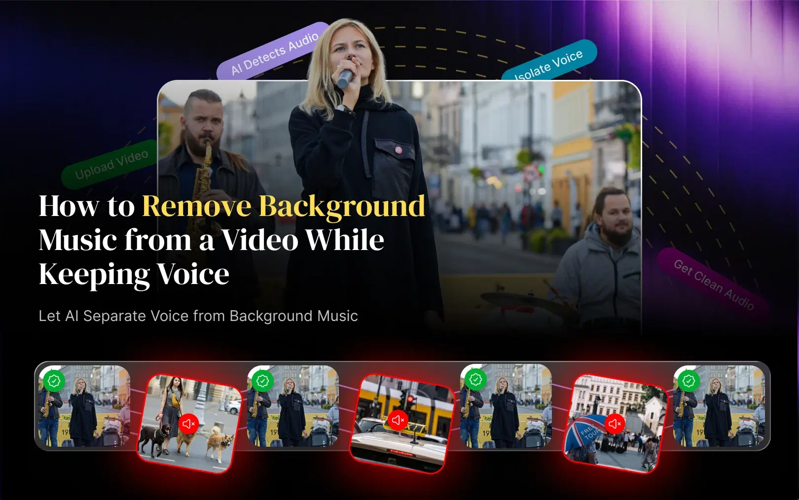 Remove Background Music While Keeping Voice with AI