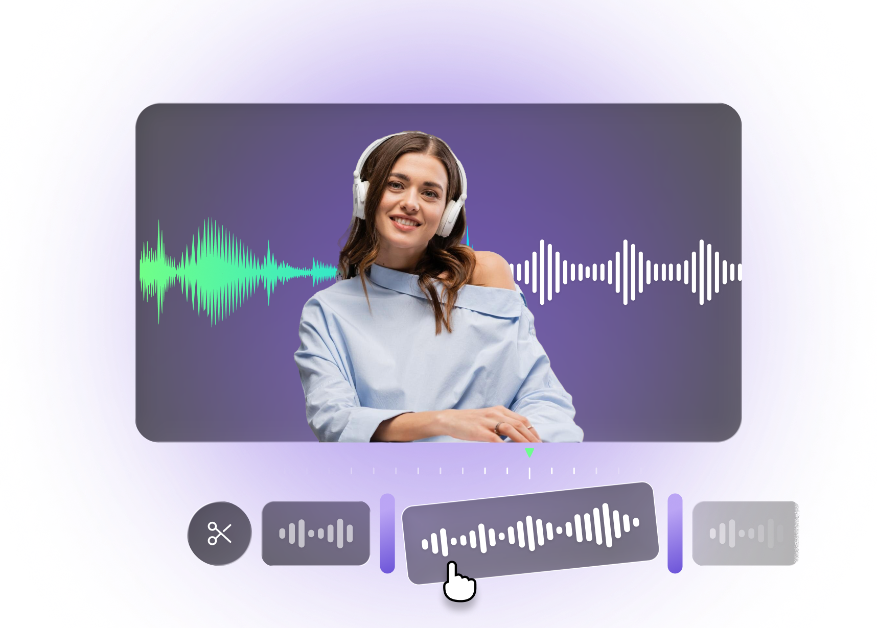 AI Noise Reduction — clean audio and waveform preview
