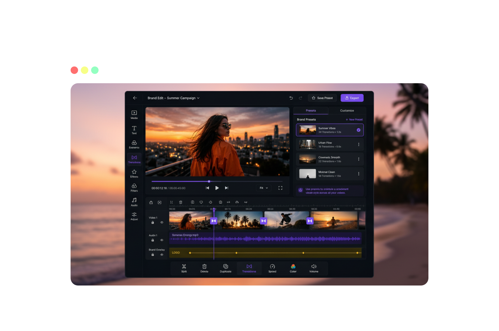 Stay on-brand with saved transition presets