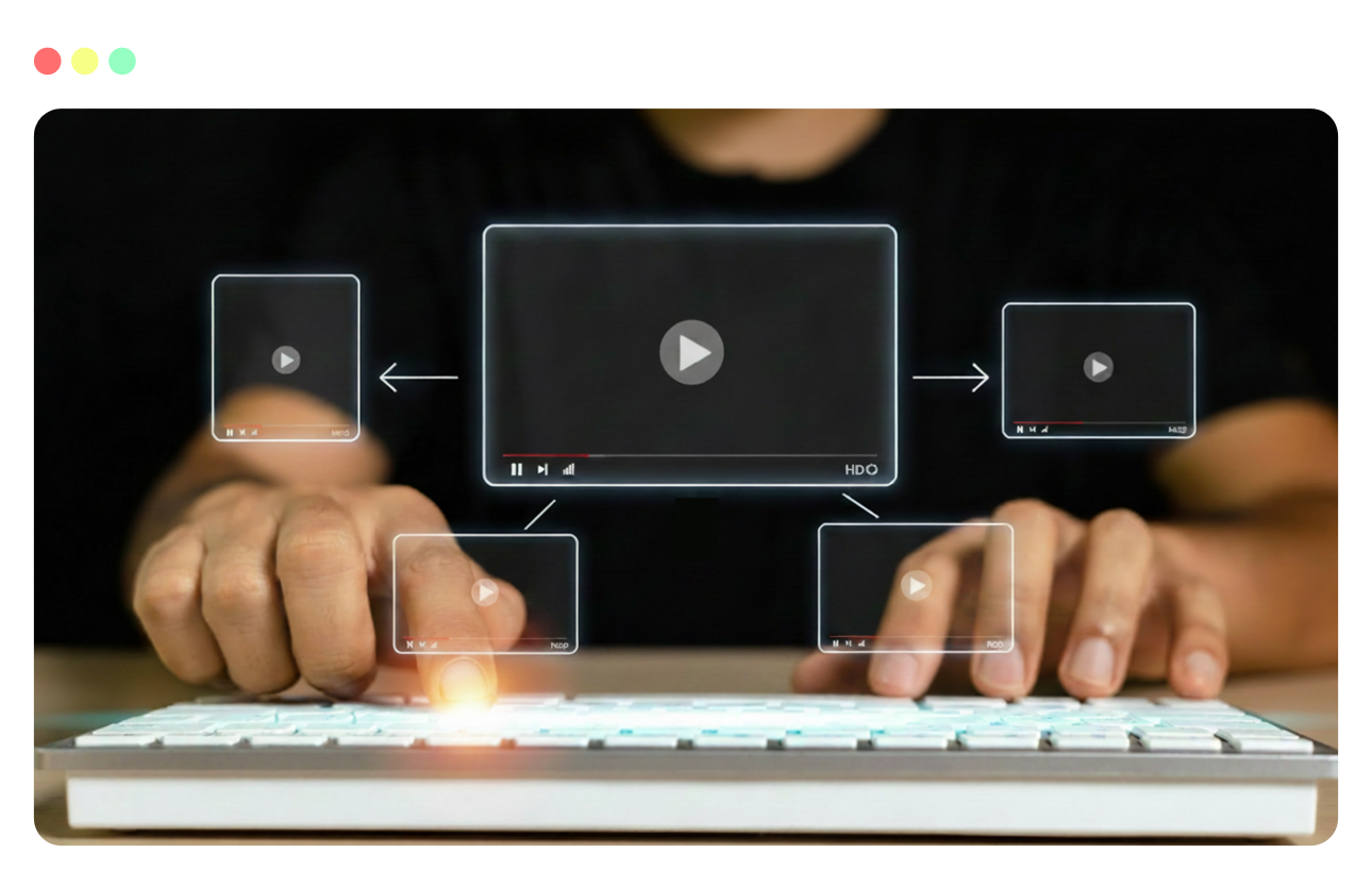 Keyboard and UI showing one video resized to multiple aspect ratios